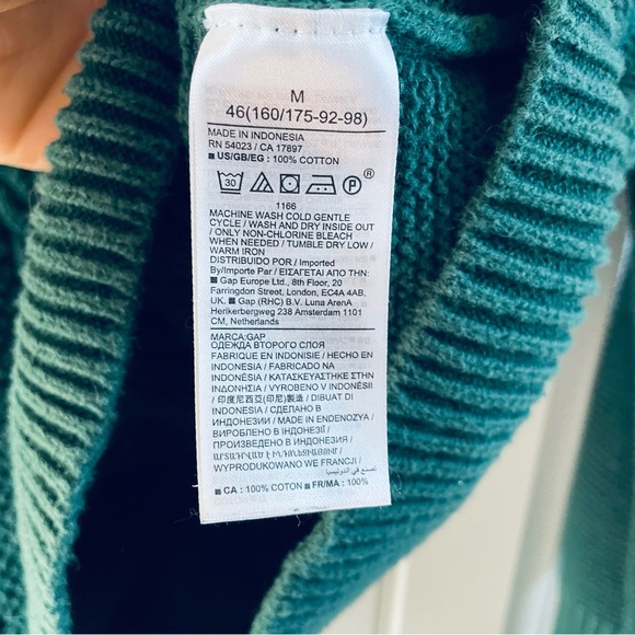GAP Mens Hunter Green Cable Knit Cotton Crewneck Grandpa Sweater | Medium - Picture 5 of 6